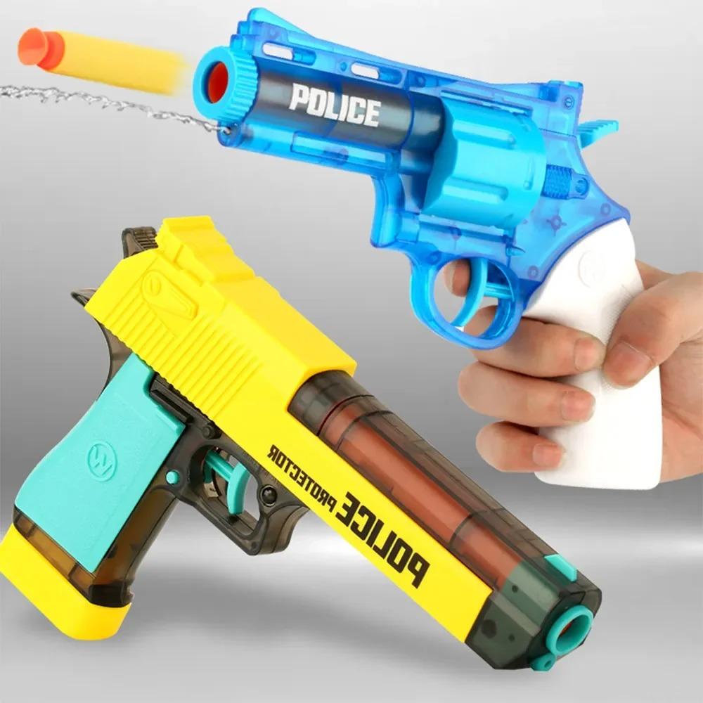 Children'S Toys Gun Soft Bullet Gun Empty Hanging Revolver Launcher Toy Outdoor Cs Shooting Weapons Pistol Gifts For Kids
