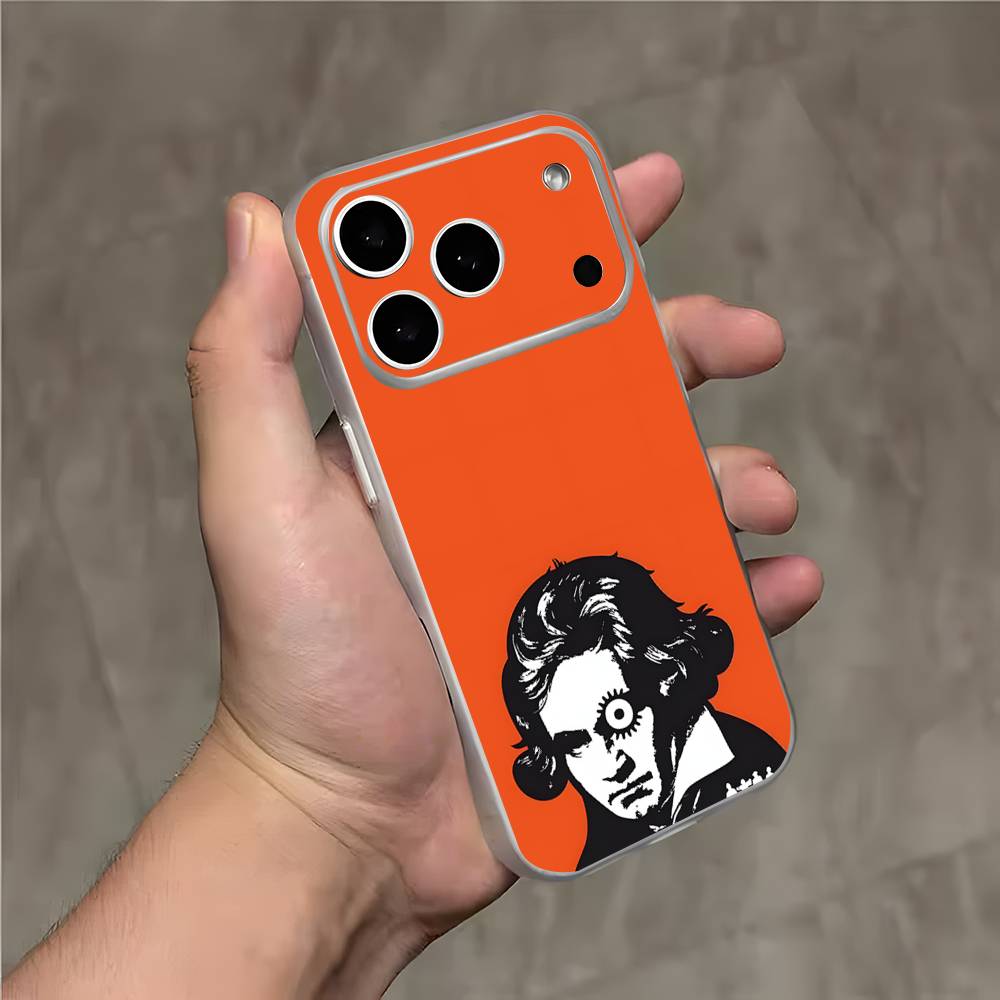 A C-Clockwork O-Orange Transparent White Phone Case For iPhone 17,16,15,14,13,12,11,Pro,Max,Plus Magnetic Wireless Charging