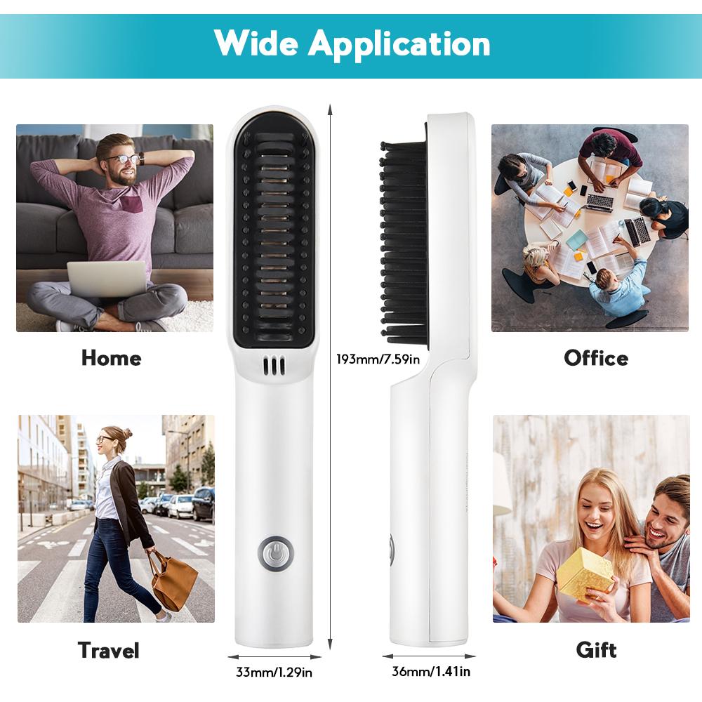 Wireless Heating Hair Comb Straightener Professional Men's Beard Flat Iron Ceramic Electric Hair Brushtool Salon Hair Styling Tool