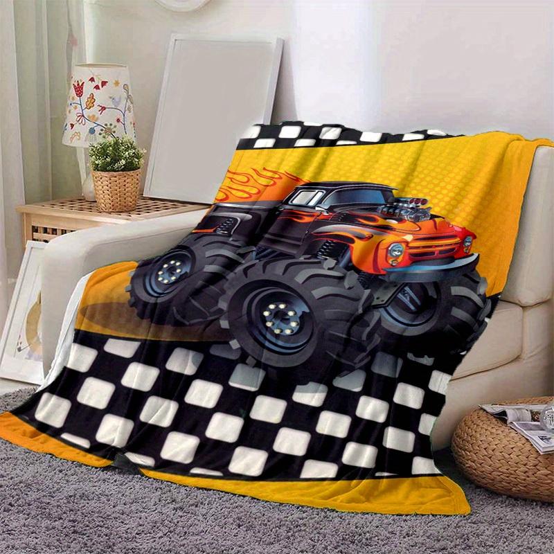1pc. Cool Monster Truck Design Blanket - Perfect for Home, Office, Outdoor Use, Gift Idea,
