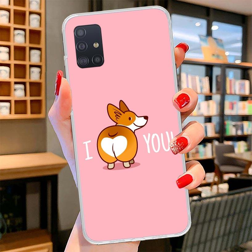 Cartoon Corgi Cute Dog Cover Phone Case For Samsung Galaxy A12 A22 A32 A52 A72 A02S Phone Case Note 20 Ultra 10 S10 Plus A51 A71