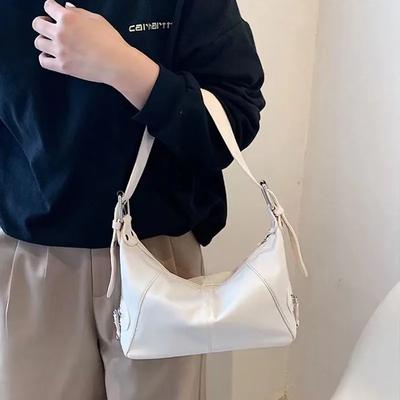 Bolsa de axila feminina estilo arrasto legal bolsa de ombro único bolsa de axila com zíper de couro bolsa de ombro único