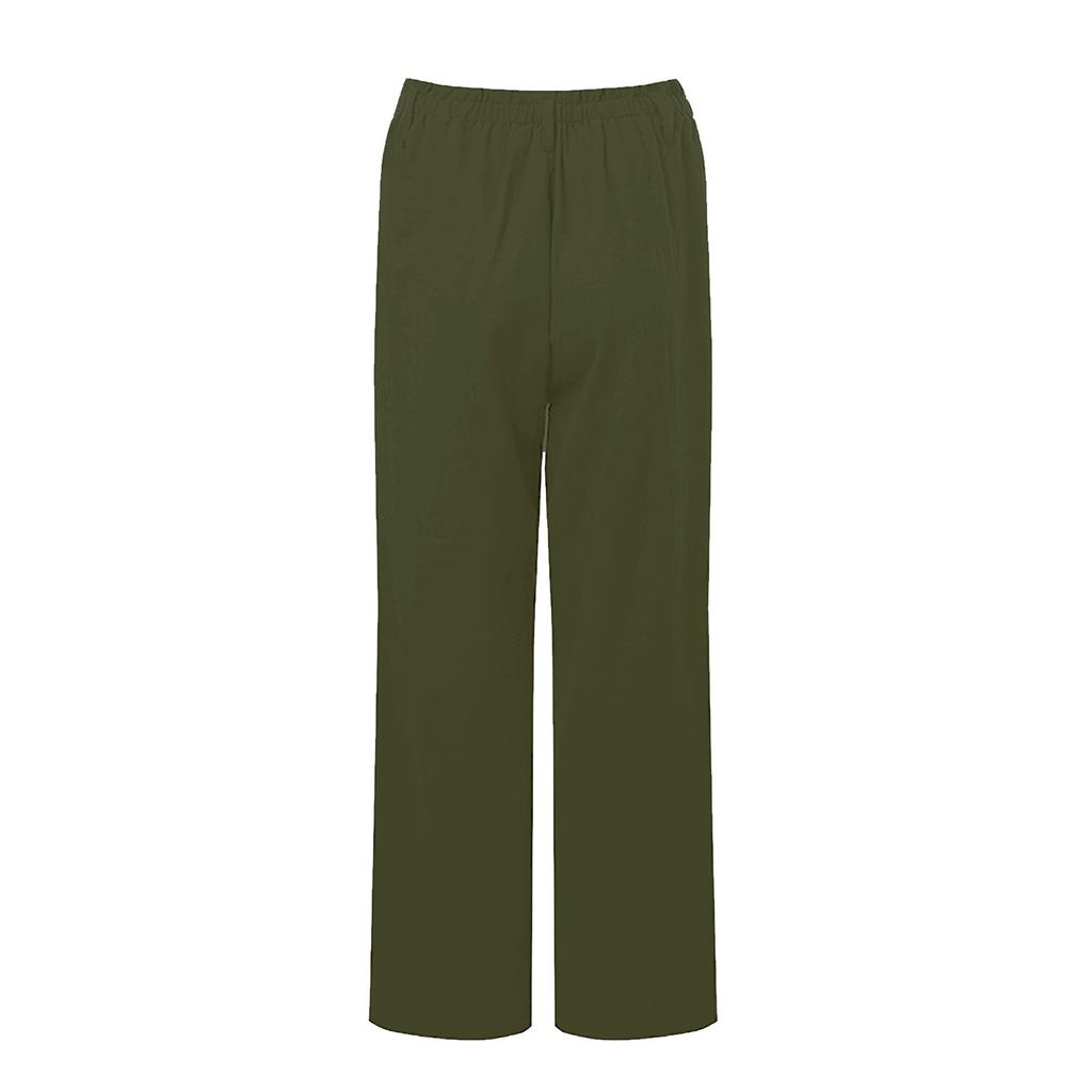 Einfarbige Damen-Freizeithose mit losen Knöpfen und verzierten Taschen