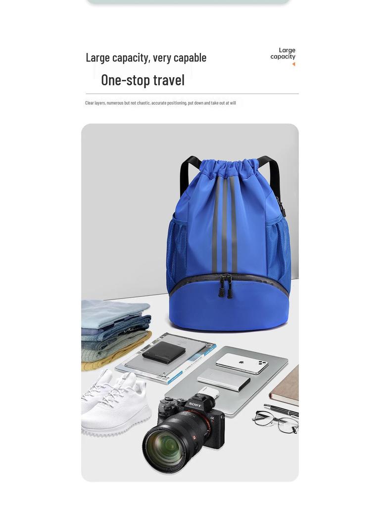 Men's Basketball Drawstring Backpack with Wet/Dry Separation