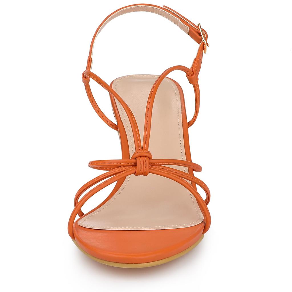 Allegra K Women's Slingback Sandals with Straps, Cat Heel, Orange, Size 25.0 cm