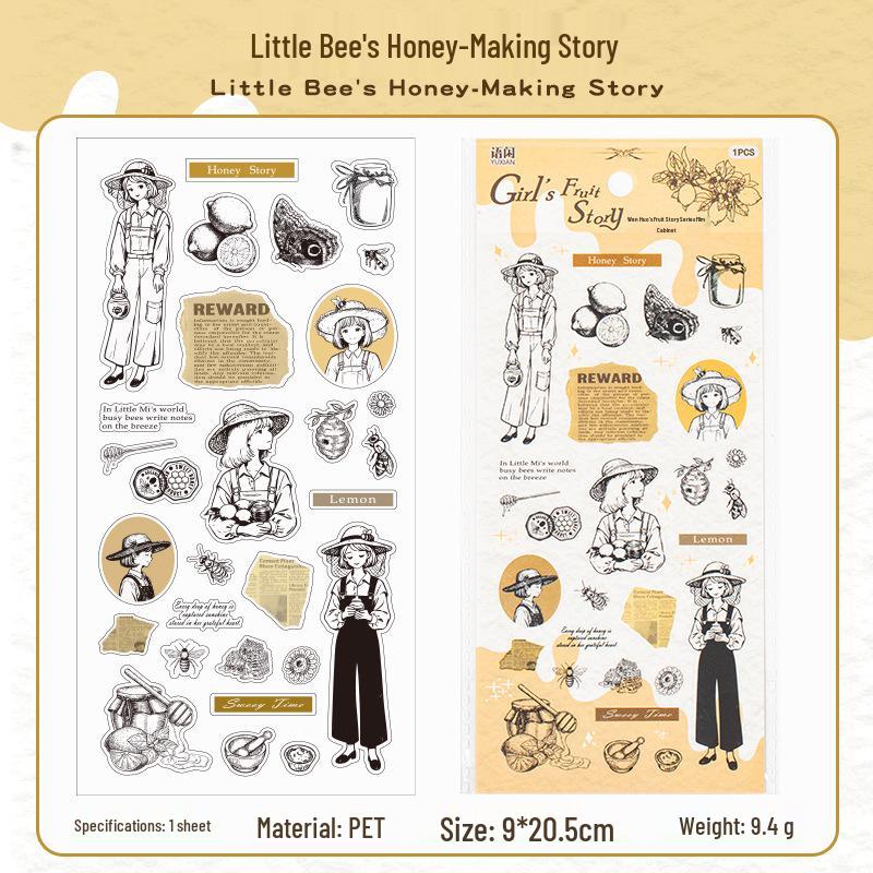 Yuxian Girl's Fruit Story Series: Character-Themed Pet Stickers for Journals (6 Styles)