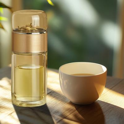 Glass Tea Infuser Double Layer Insulation Tea Maker Leak-proof Portable Travel Tea Cup with Filter Tea Water Separation Tea Bottle Gift for Tea Lovers