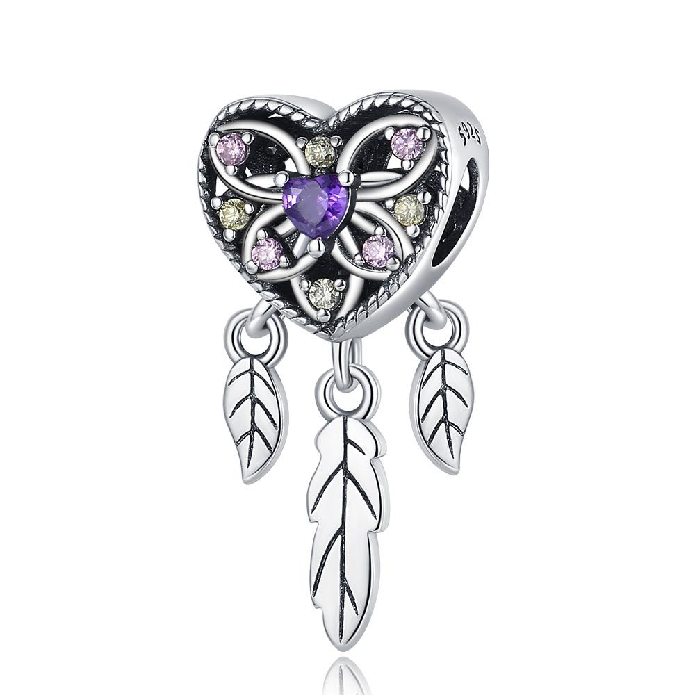 S925 Silver Handmade DIY Dreamcatcher Pendant Love Bee Charm Jewelry Accessories
