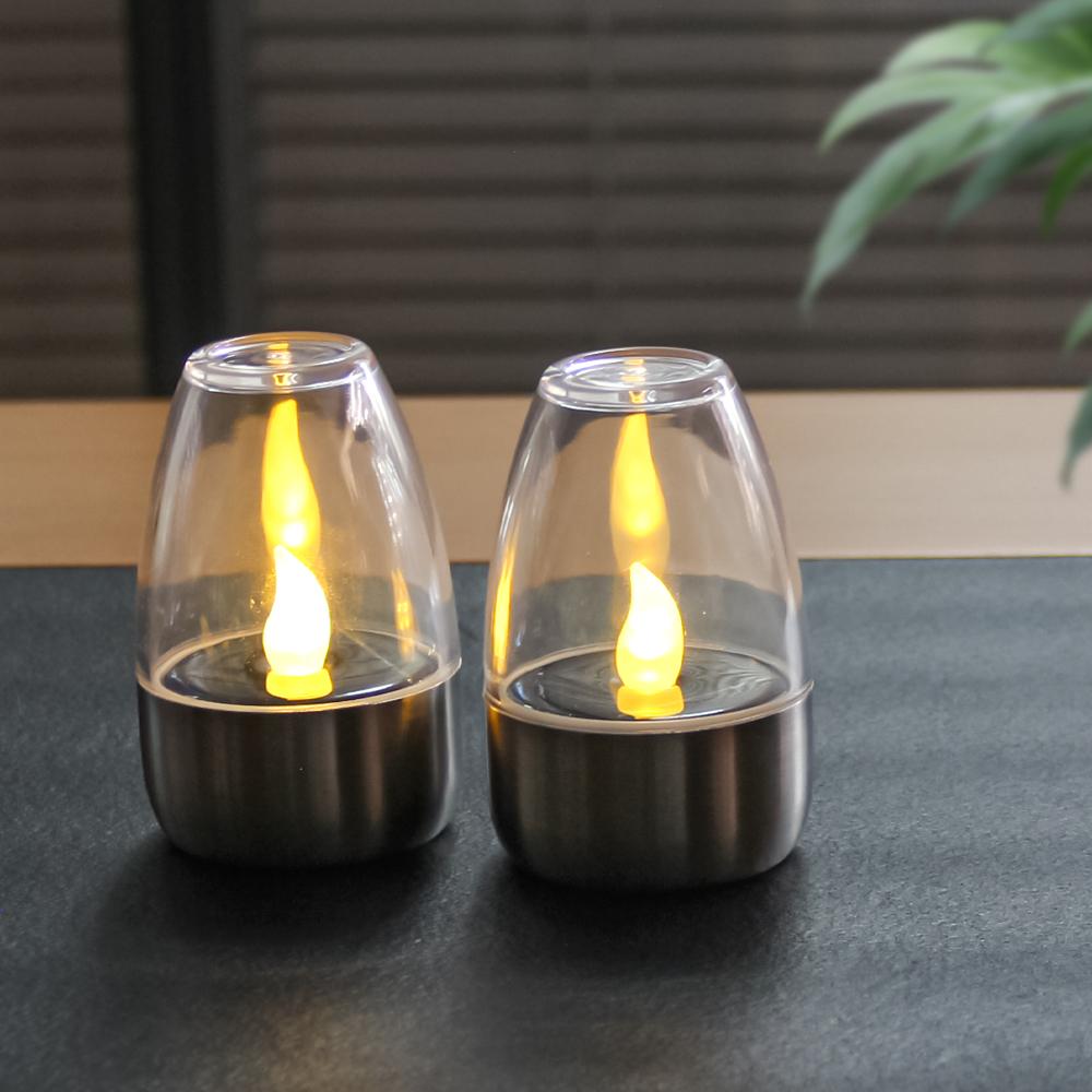 Solar Tea Lights Flameless Solar Garden Lamp Outdoor Waterproof Reusable LED Candles Lantern Garden Decoration Warm White
