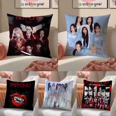Stylish Kpop Girl Group BBabymonster Cushion Cover Pillowcase Short Plush Invisible Zipper Room Sofa Cushion Cover