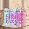1PC 6 Birthday Girl Party Text Print 750ml Color Plastic Sports Water Bottle Leakproof Flip Straw Lid Suitable for Sports Office Home Use