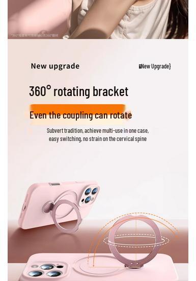 Liquid Silicone iPhone 16 Case with Rotating Stand, Magnetic Lanyard, Anti-Fall, for Apple 15 Pro Max