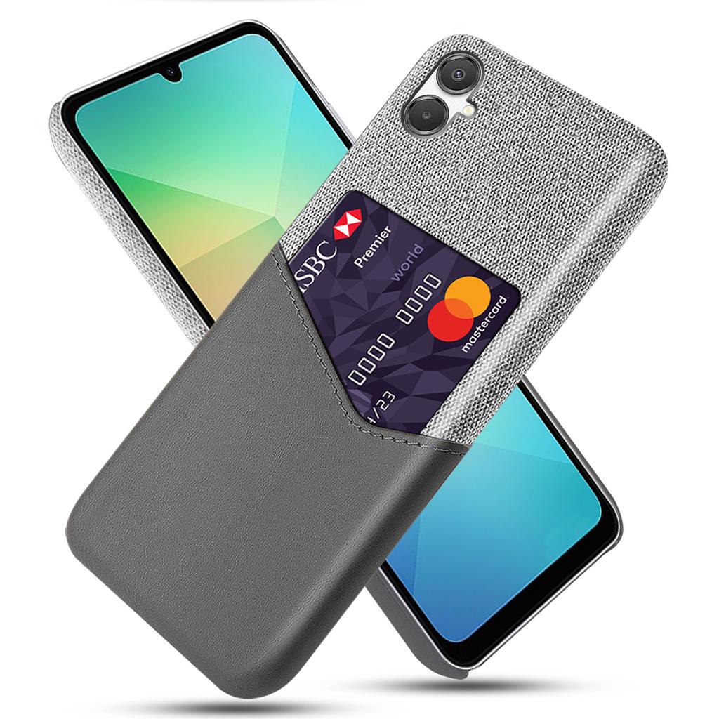 For Samsung Galaxy A07 4G Case PU Leather Cloth Texture Hard PC Phone Cover with Card Holder
