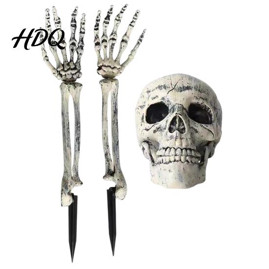 Easy Assembly Garden Ornaments Realistic Skeleton Stake Spooky Halloween Skull Hand Yard Outdoor Lawn Decorations Sign for Graveyard Decor