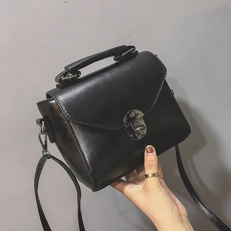 Small Square Bags For Women Fashi Solid Color Designer Crossbody Shoulder Bag Vintage PU Leather Handbags Female Bag Bolsa