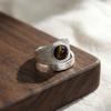 Silber Tigerauge Stein Ringe Elegante Nischen Minimalistische Ringe Vintage Verstellbare Offene Ringe Geburtstag
