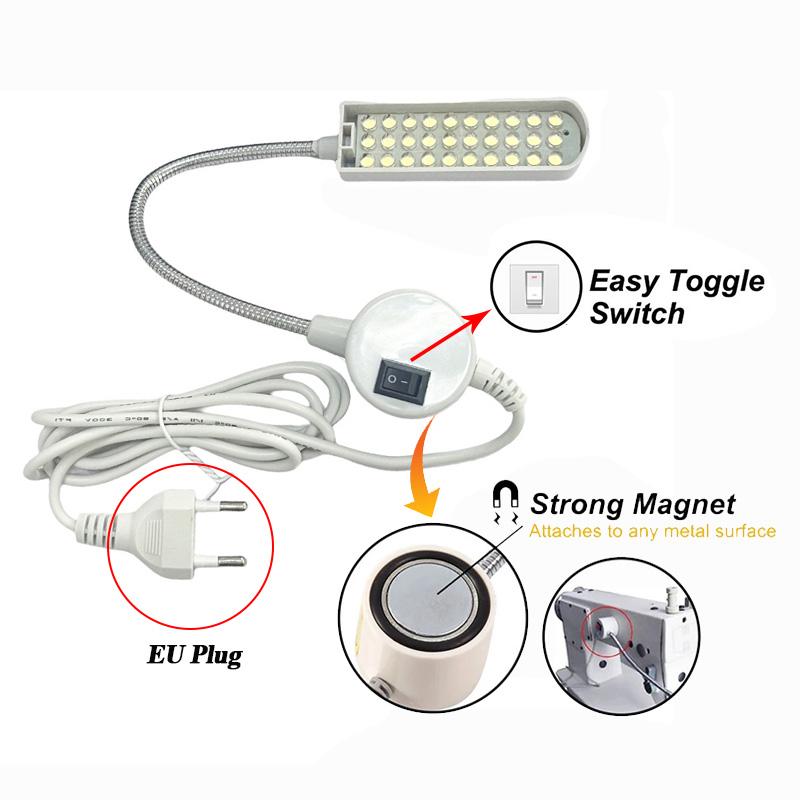 10/30LEDs Sewing Machine Light LED Portable Work Light,Flexible Gooseneck Lampe with Magnetic Base for Workbench Lathe
