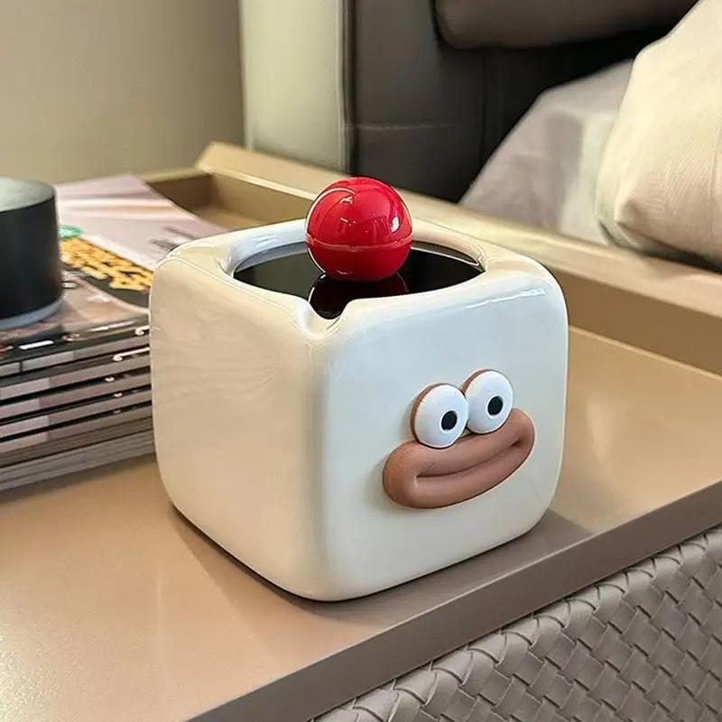 

Funny Sausage Mouth Ceramic Storage Box with Cover Creative Ashtray for Living Room Decoration Multifunctional Mini Storage Box білий