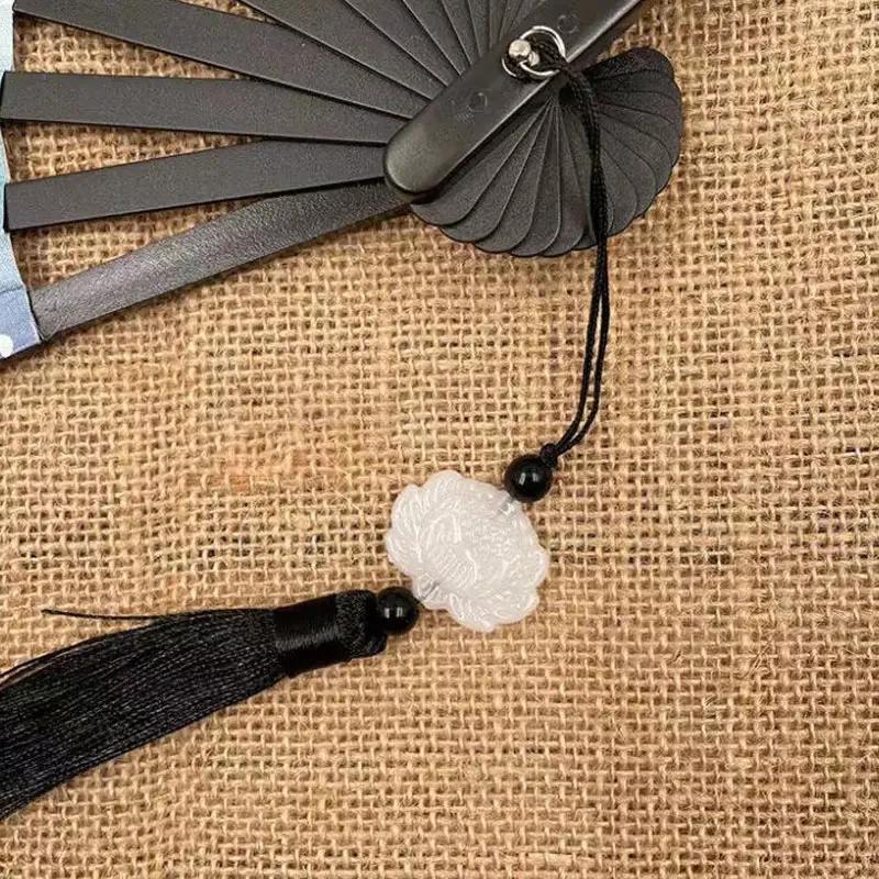 8 Inch Chinese Japanese Silk Folding Fan Classical Dance Fan with Tassel Vintage Art Craft Gift for Home Decoration