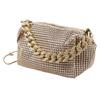 Chain Bling Shoulder Bag PU Leather Fashionable Handbag All Match Waterproof Shoulder Bag with Adjustable Strap Gold S