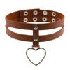 Harajuku Soft Girl Heart Pendant Choker, Black PU Leather Short Clavicle Necklace
