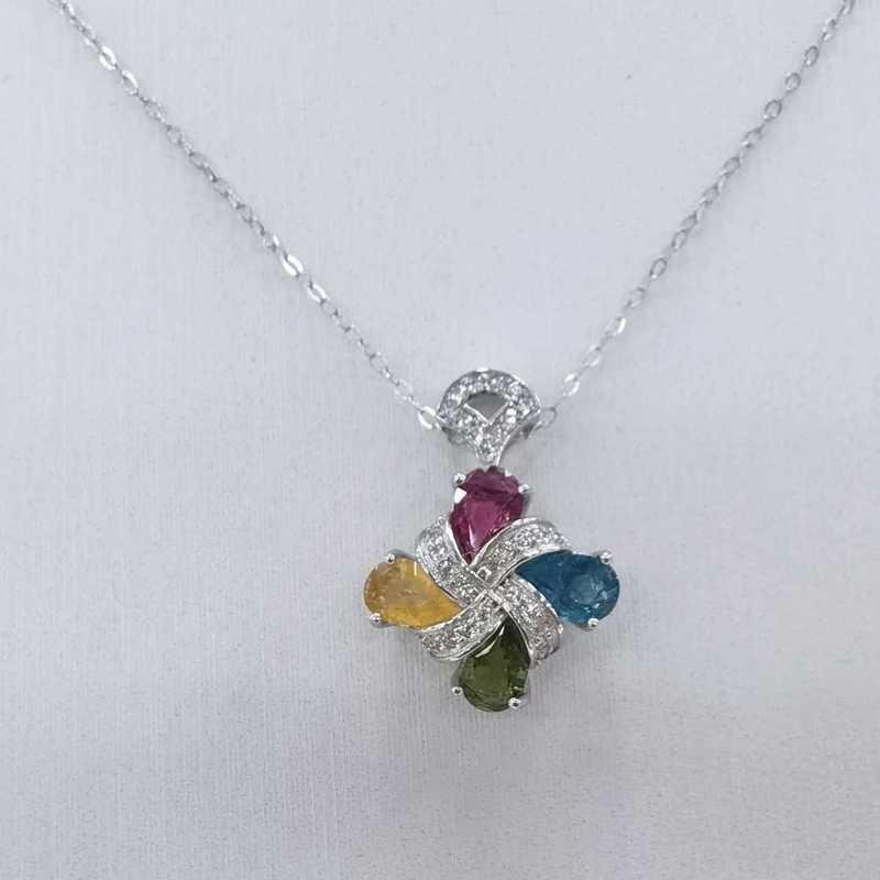Sace Gems Colliers de luxe avec pendentif Tourmaline colorée en argent Sterling 925 pour femmes, bijoux fins scintillants, cadeau d'anniversaire