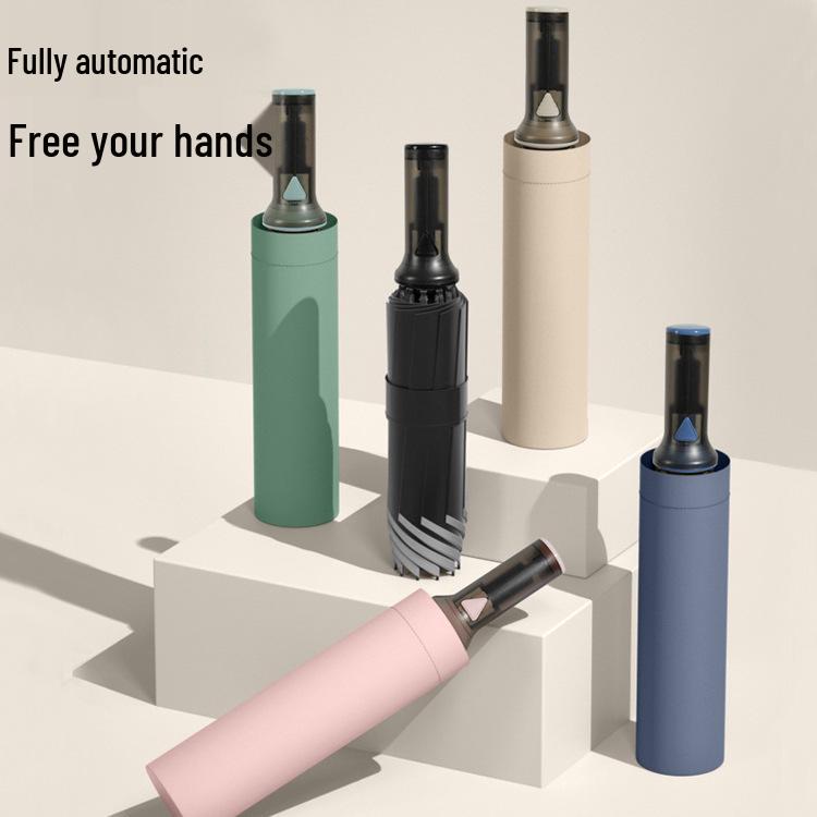 10-Rib Automatic Black Dual-Use Umbrella for Sun and Rain