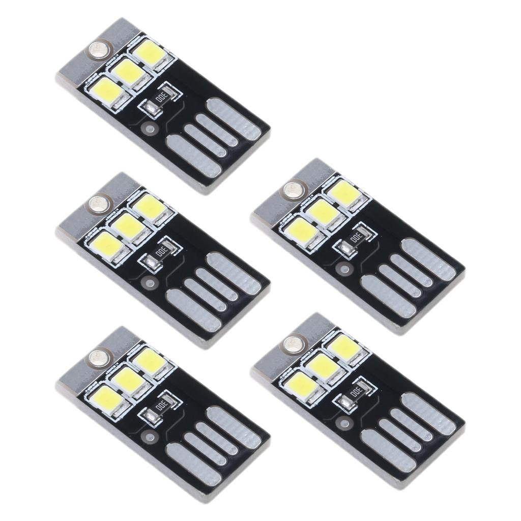 5Pcs Mini Pocket Card USB Power LED Keychain Night Light 0.2W USB LED Bulb Book Light for Laptop PC Powerbank
