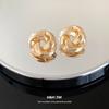 Steel needle metal rose winding stud earrings French retro elegant simple versatile earrings light luxury high-end earrings