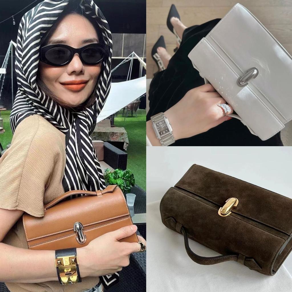 Handbag, Leather Clutch, Small Square Bag, French Simple Leather Bag, High-end Clutch Bag