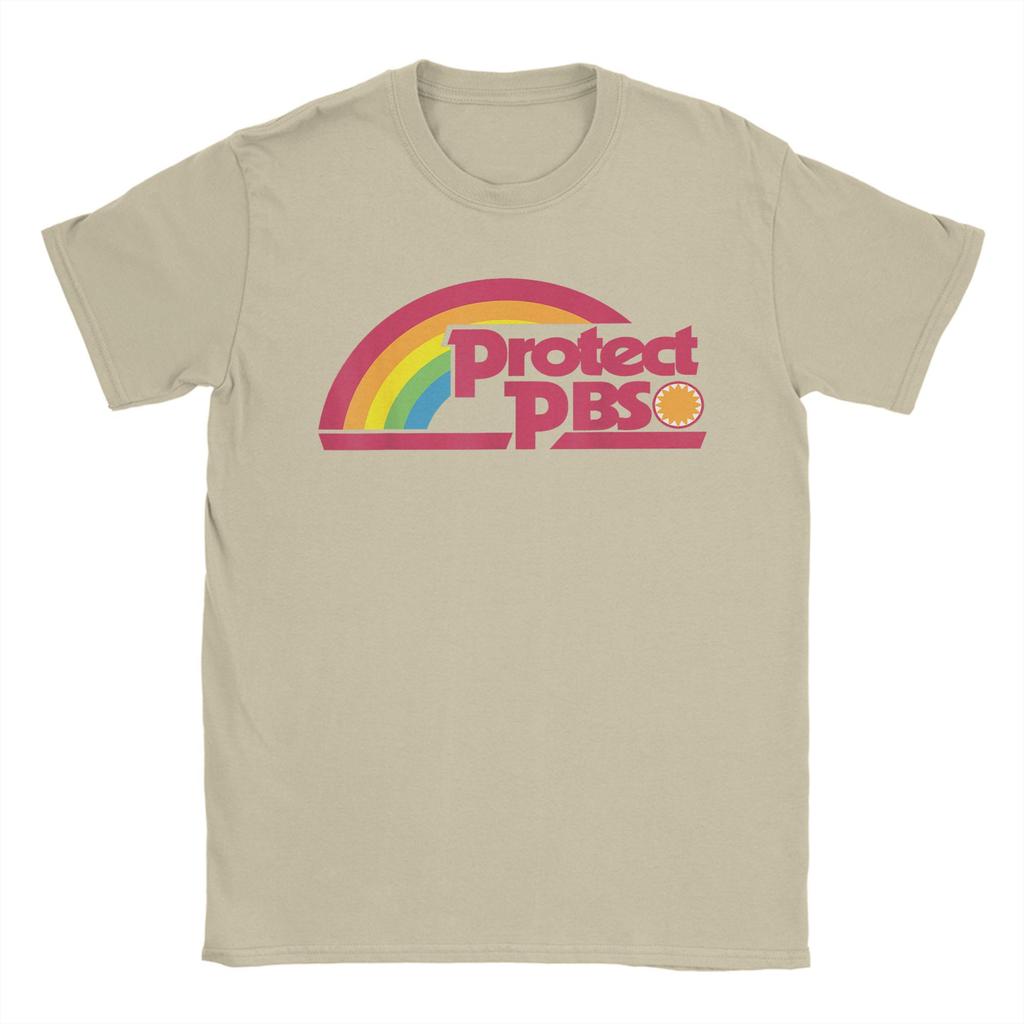 Men's Protect P.B.S Save Public Broadcasting Service T Shirts Rainbow Cotton Tops Short Sleeve Round Neck Tees Gift Idea T-Shirt