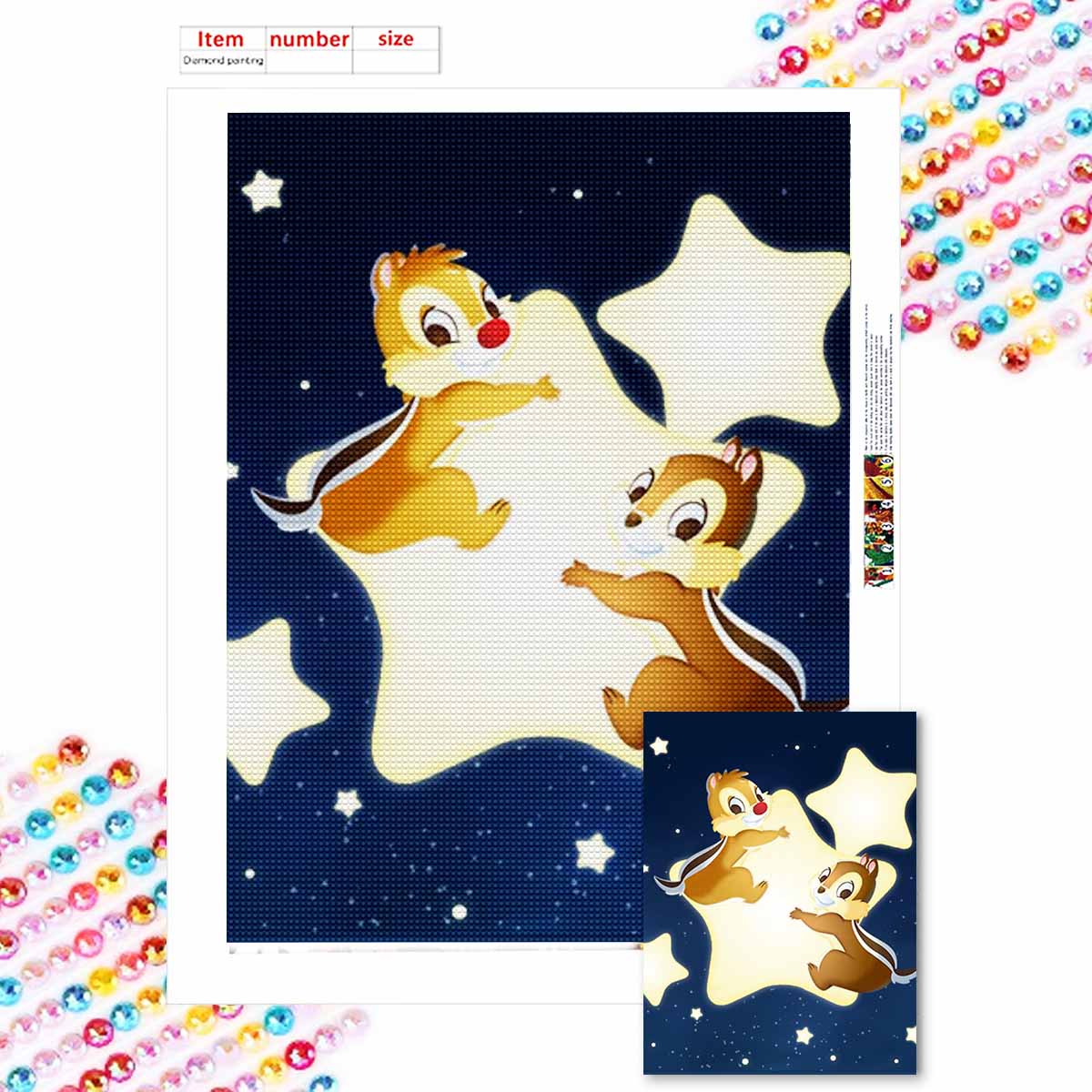 

5D Алмазная Живопись Сделай Сам Белки и Звезды Полная Выкладка Стразы Мозаика Вышивка Изделия Ручной Работы Домашний Декор Подарок Round 20x30cm