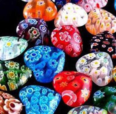 20pcs/bag 8mm Coloured Glaze Heart Millefiori Glass Loose Beads for DIY Necklace Bracelet Jewelry Making Accessories