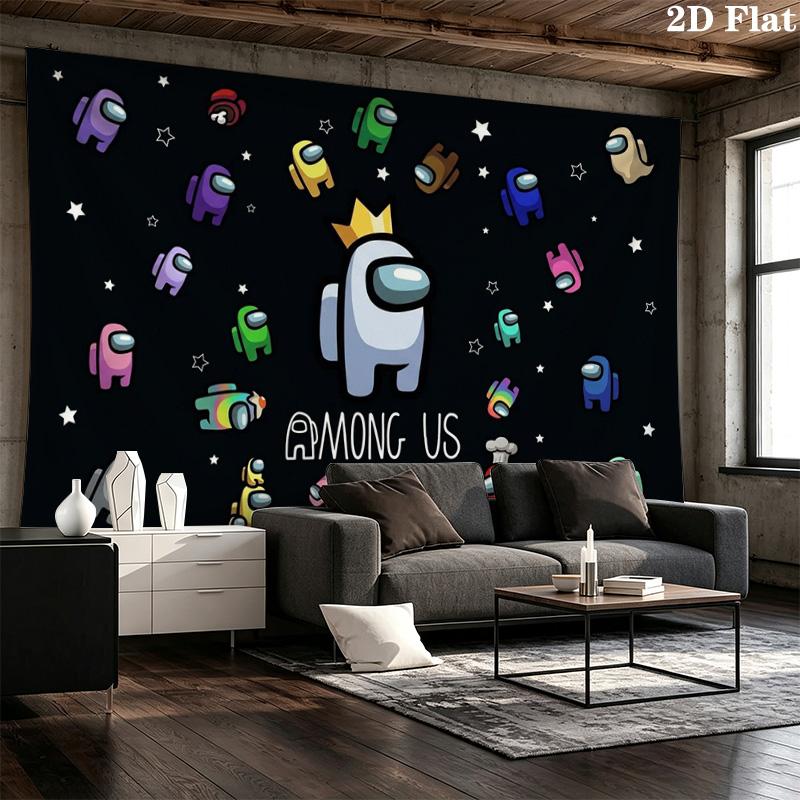 Among Us Wall Tapestry Aesthetic Wall Hanging Printed Fabric Blanket Decorative Tapestries for Bedroom Living Room Home Decor