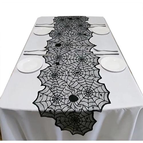 Halloween Table Runner, Tablecloth, Spider Web Dinner Table, Lace Spider Web Table Runner, Halloween Decoration, Table Cover, Halloween Party Decorati