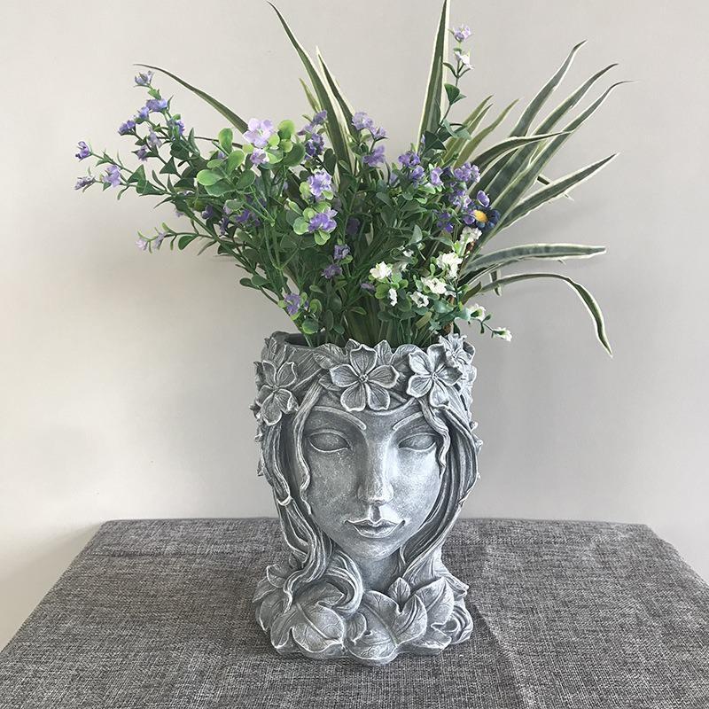 Göttinnenstatue Sukkulente Pflanze Blumentopf Blumenvase Heim Blumengesteck Behälter Außenhof Gartendekoration