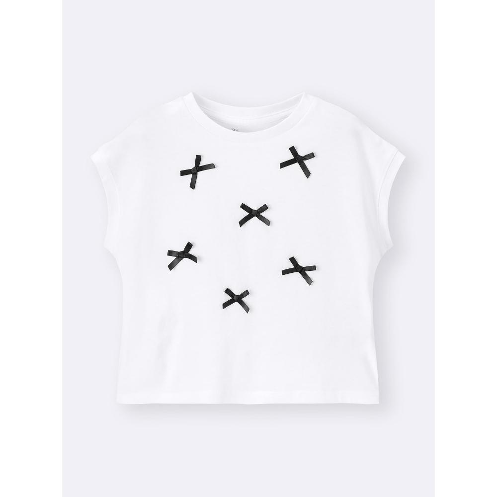 

GU by Uniqlo Футболка с лентой для девочек 01 OFF WHITE/100cm