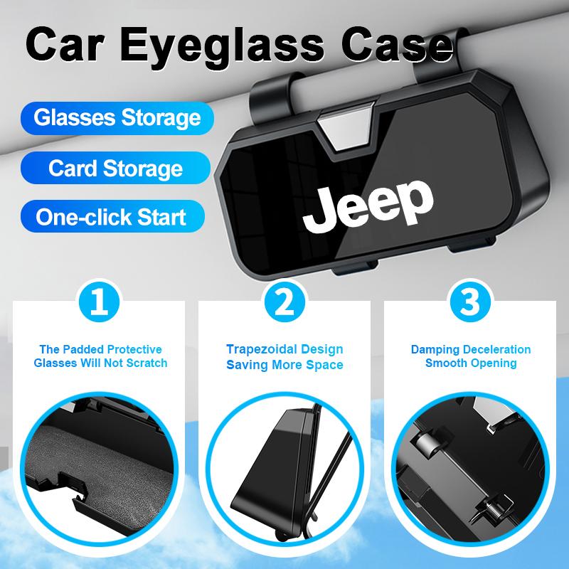 DAIFFT1 Car Glasses Holder Case Eyeglass Holder Storage Organize Box For Jeep Renegade Wrangler Cherokee Compass Patriot Accessories