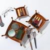 1PC 25X25cm Nordic PU Leather Storage Box - Foldable Desktop Tray for Jewelry, Cosmetics & Keys