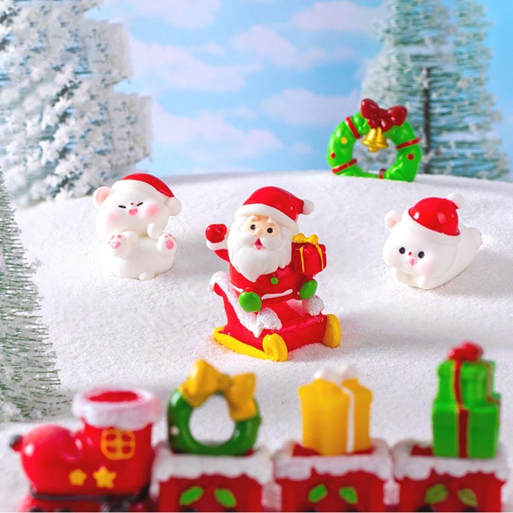 Mini-Weihnachtsbären-Figuren Feengarten Harz Miniatur Schneemann Kleinkram Heimdekorationen Mikrolandschaft