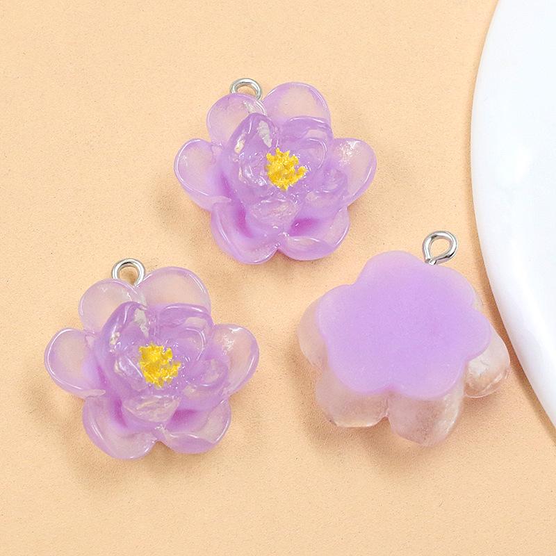 DIY Resin Plant Charm: Transparent Lotus & Cherry Blossom Five-Petal Flower Pendants
