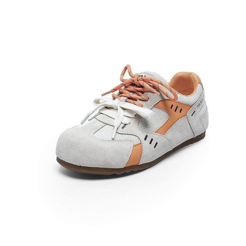 Soft Bottom Comfortable Women's Spring New Flat Bottom Leather Breathable Light Retro Color Matching Casual
