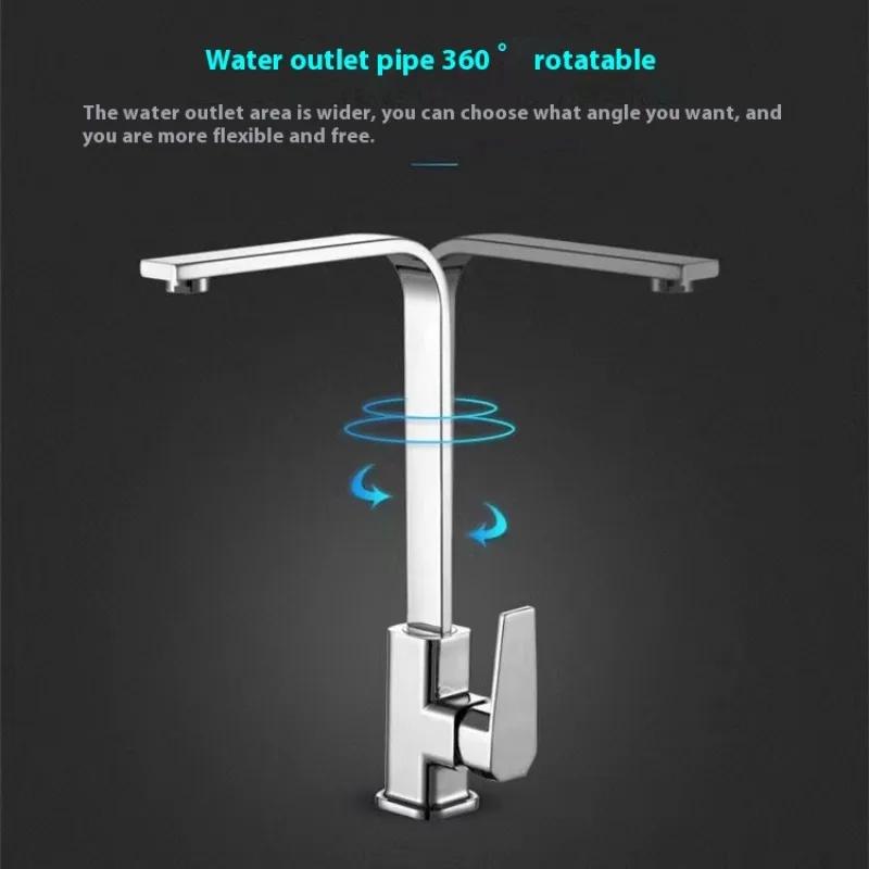 ZEXEF Black Paint Seven-character Square Kitchen Faucet Electroplating Refined Copper Hot and Cold Rotatable Washbasin Faucet