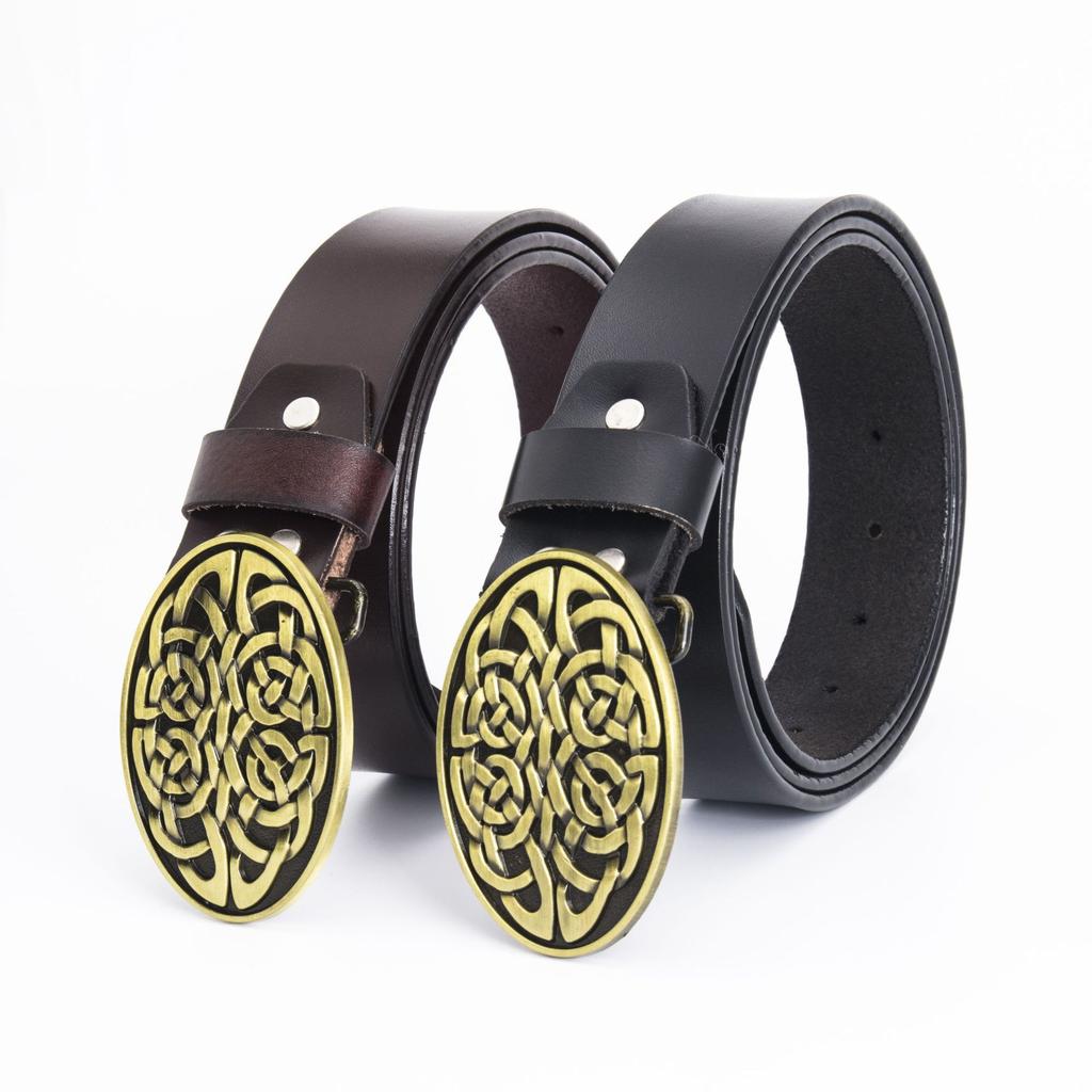 Fashion New Men's Belt Retro Whole Cowhide Smooth Buckle Belt Men's Waist Belt