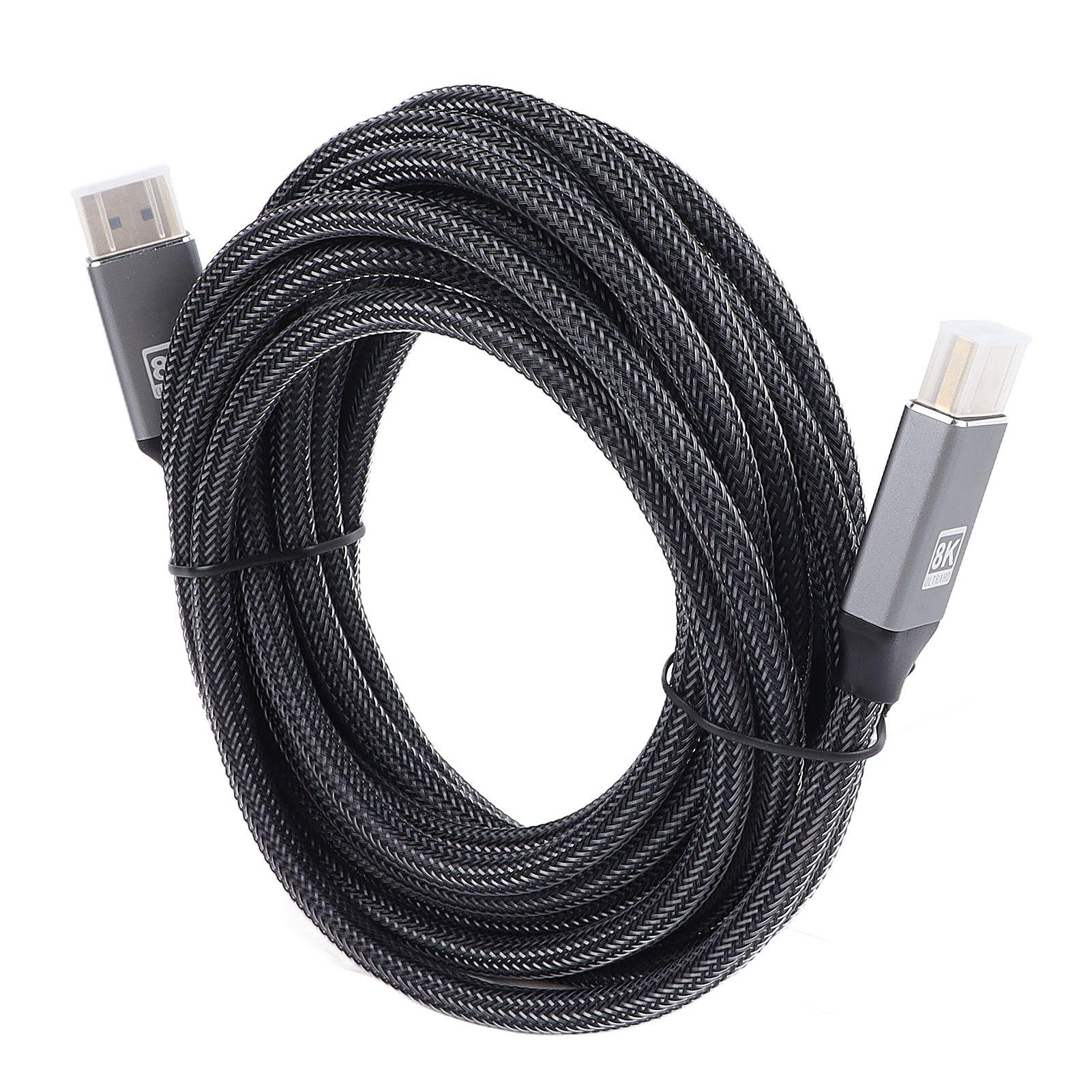 

DisplayPort 1.4 Cable 8K 16.4ft Long Durable Nylon Stylish Gray High Speed Computer DisplayPort Cable for PC Display
