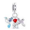 Trendy 925 Silver Large Billed Bir White Dove Parrot Feather Charms Beads Fit Pan 925 Original Bracelets DIY Luxury Fine Jewelry