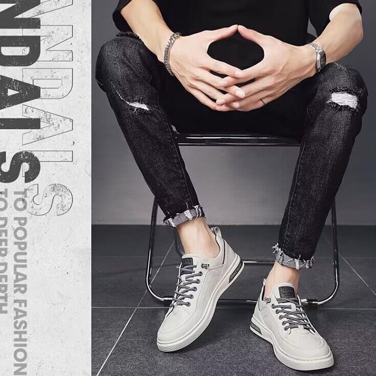Elastic Lace-up Men's Shoes Casual Canvas Shoes All-match Small White Shoes Board Shoes Sneakers Korean Version Trend Shoes