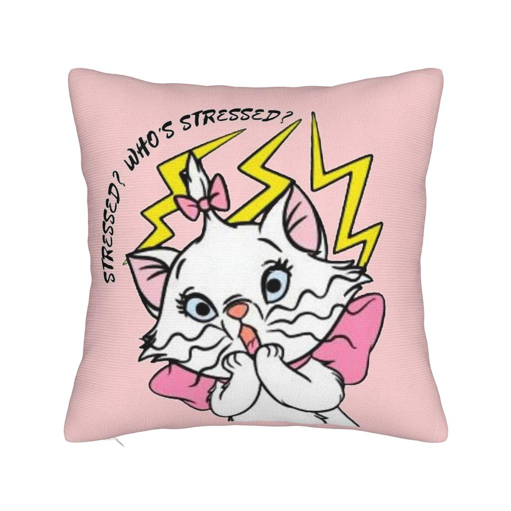 Marie Cat Inspired  Square Pillow Case Cushion Cover Funny Polyester Decor Pillowcase for Sofa 45x45cm