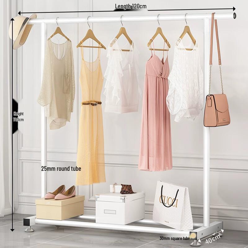 ZISIZ Floor Standing Double Rod Clothes Rack