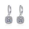 Elegant Geometric Square Drop Earrings Women Sterling With Moissanite 0.5ct Or 1ct Long Dangle Stud Jewelry